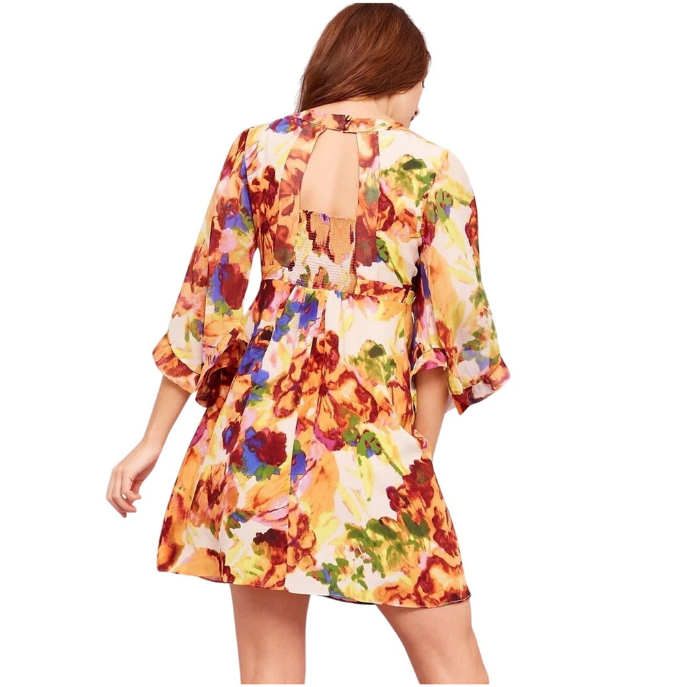 Maeve Mini Dress Deloria Silk Kimono Sleeve Anthropologie - Picture 11 of 12